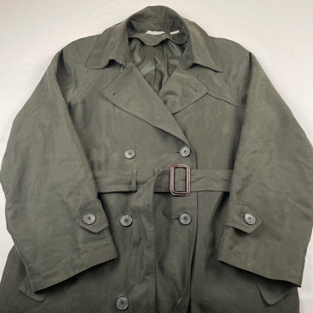 Drizzle D2Trench Coat Women’s 8 Black Winter Collared Belted Double Breasted